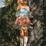 Mini Disco Dress - Sequin Metallic Fringe