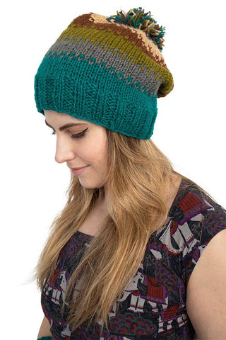 Handmade Wool Knit Pompom Beanie