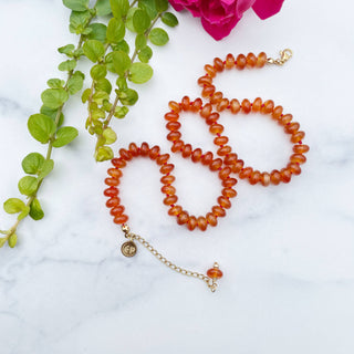 Carnelian 8mm Hand Knotted Beaded Necklace