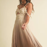 Ombre Pleated Maxi Dress