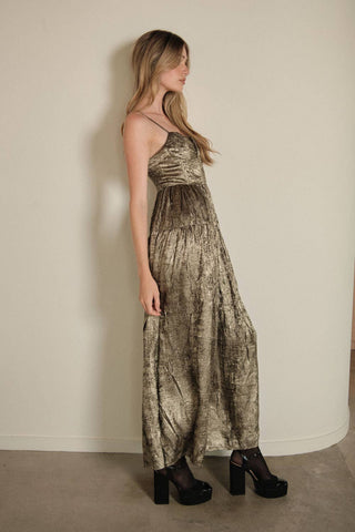 Metallic Corset Maxi Dress