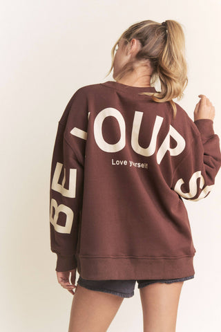 Printed Oversized Sweatshirt - Be Yourself