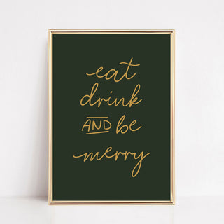 Christmas Wall Art Print | Eat Drink Be Merry | Home Decor