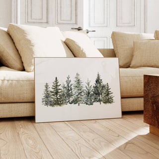 Vintage Christmas Wall Art Print | Winter Trees