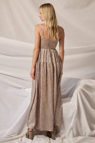 Metallic Corset Maxi Dress