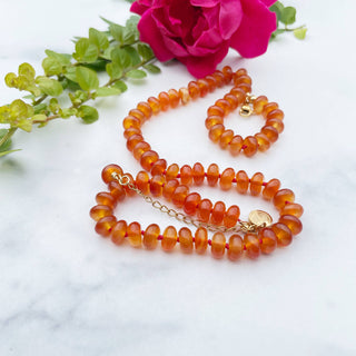 Carnelian 8mm Hand Knotted Beaded Necklace