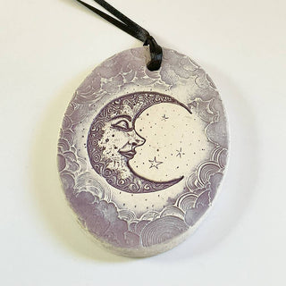 Pottery Ornament - Crescent Moon (Purple)