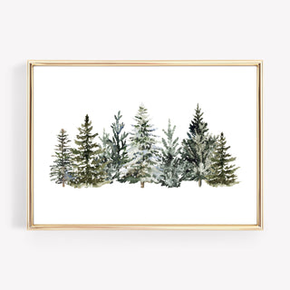 Vintage Christmas Wall Art Print | Winter Trees