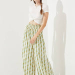 High Waist Floral Print Wide Leg Paperbag Pants