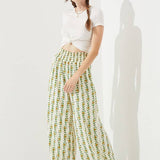 High Waist Floral Print Wide Leg Paperbag Pants
