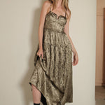 Metallic Corset Maxi Dress