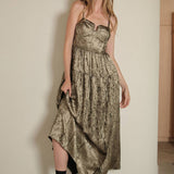 Metallic Corset Maxi Dress
