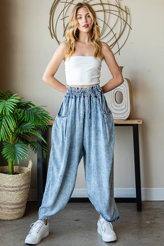 Washed Tencel Baggy Jogger Pants