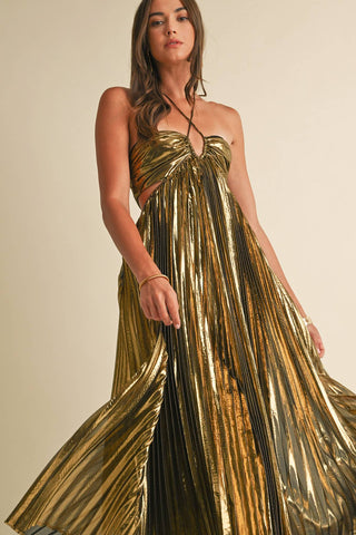 Metallic Gold Maxi Dress