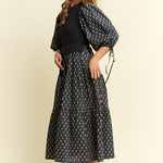 Floral Print Midi Dress - Olive/Navy