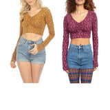Peace Symbol Long Sleeve Crop Top