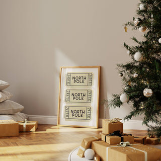 Christmas Wall Art Print | North Pole White Ticket