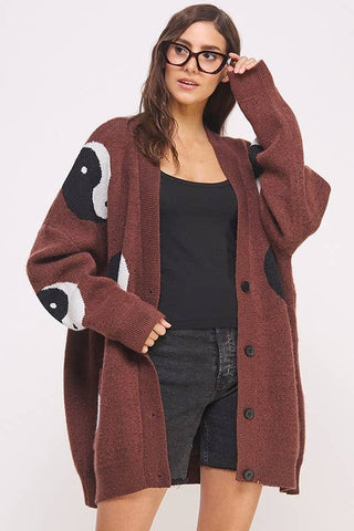 Plus Size Over Sized Yin Yang Cardigan