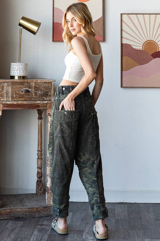 Washed Camouflage Corduroy Pants