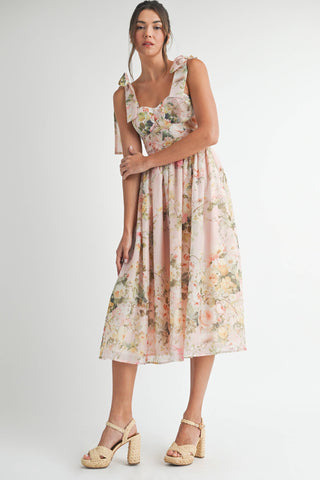 Floral Printed Party Midi Dress