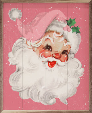 Retro Santa Art Print - Pink