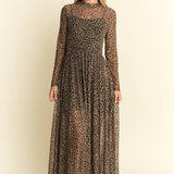 Animal Print Mesh Maxi Dress