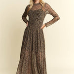 Animal Print Mesh Maxi Dress