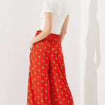 High Waist Floral Print Wide Leg Paperbag Pants