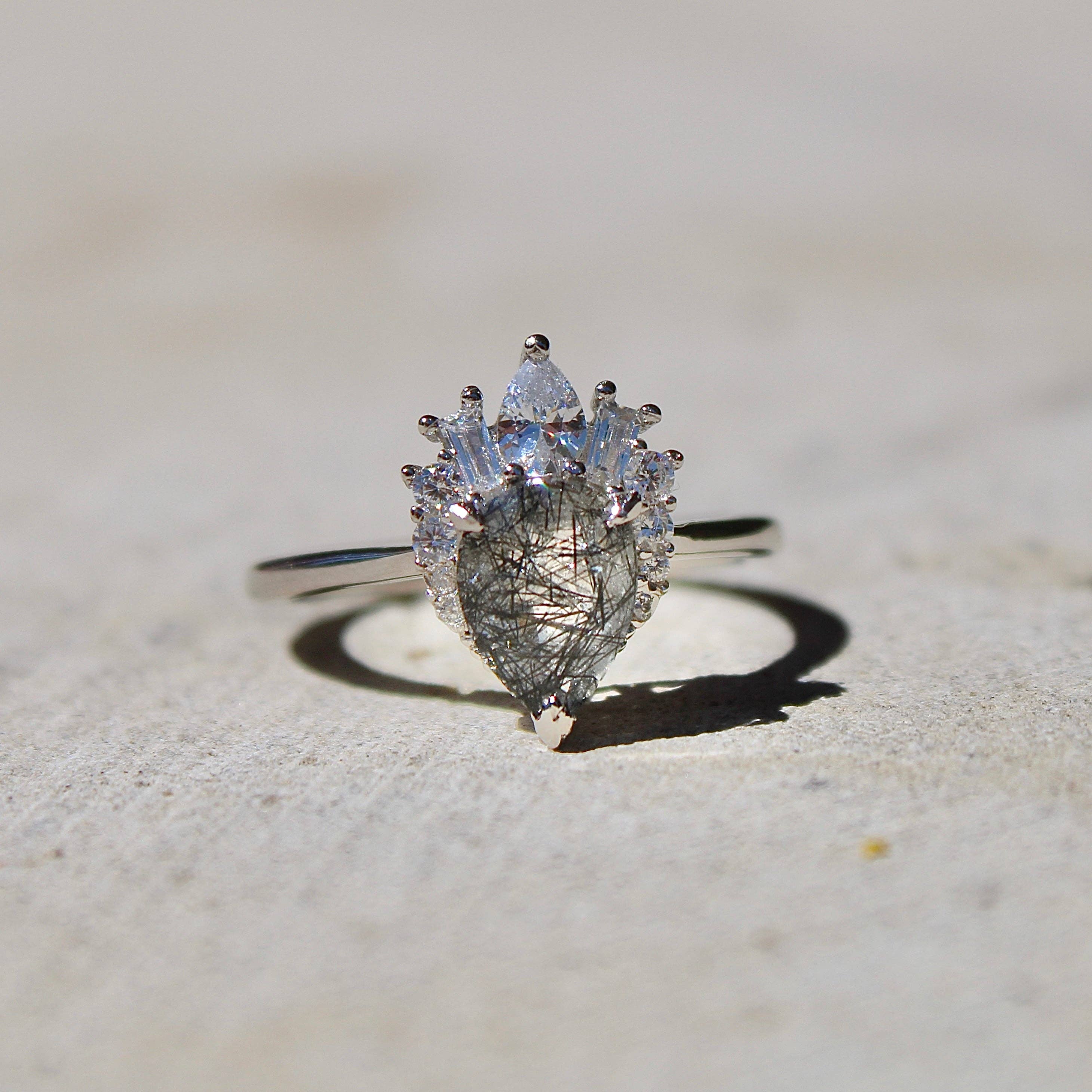 Black Rutilated Quartz Ring