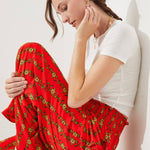 High Waist Floral Print Wide Leg Paperbag Pants