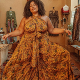 Hippie Bohemian Wide Leg Silk Jumpsuit