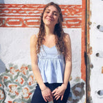 flowy cotton cami top with v-neck and adjustable straps