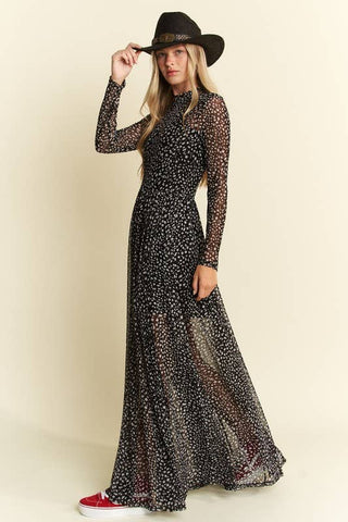 Animal Print Mesh Maxi Dress