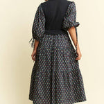 Floral Print Midi Dress - Olive/Navy