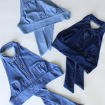 Sustainable boho halter top in assorted denim washes