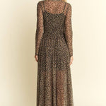 Animal Print Mesh Maxi Dress