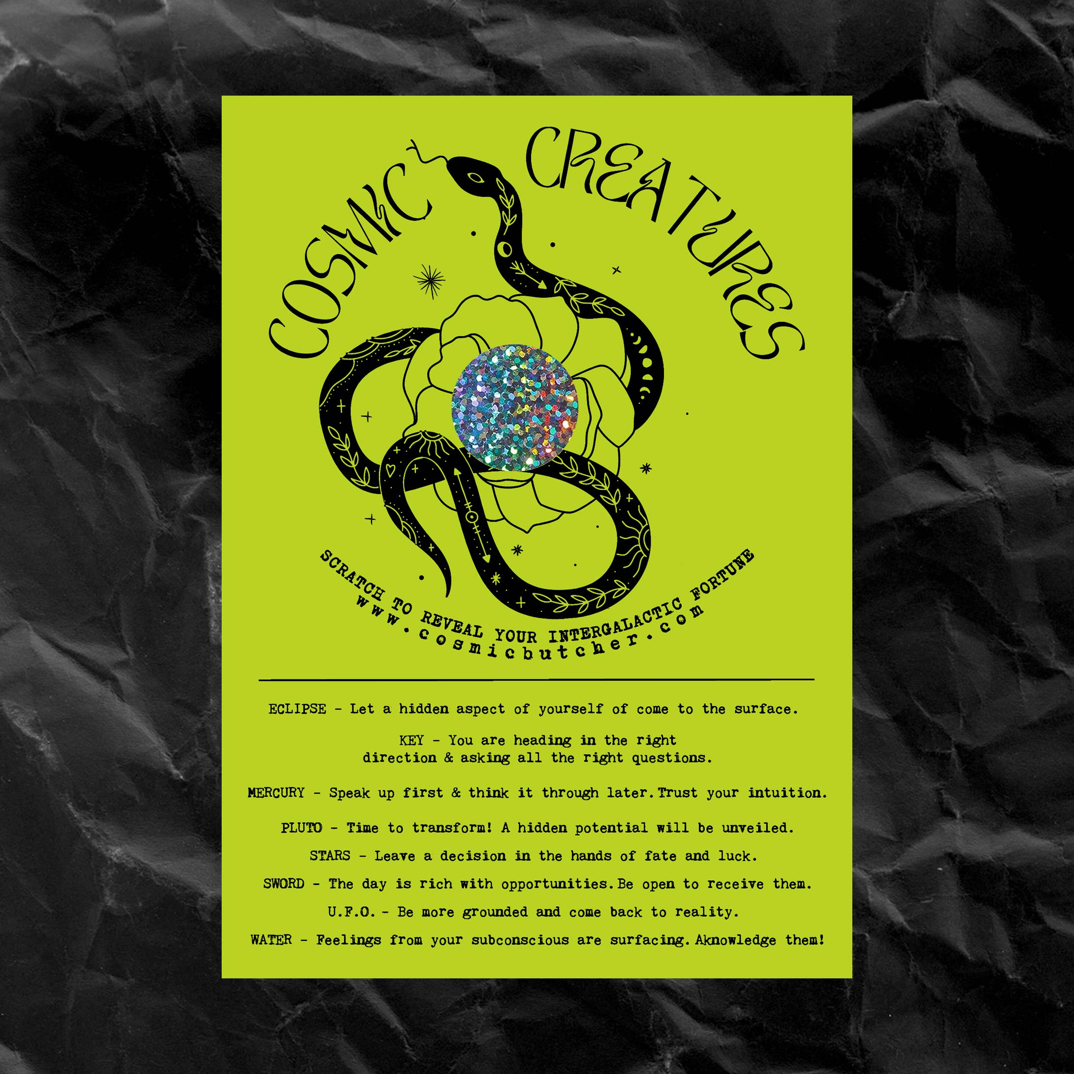 Scratch Off Fortune Card "Cosmic Creatures" (Snake)