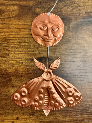 Moon and Moth Copper Pressed Tin Wall Decoration