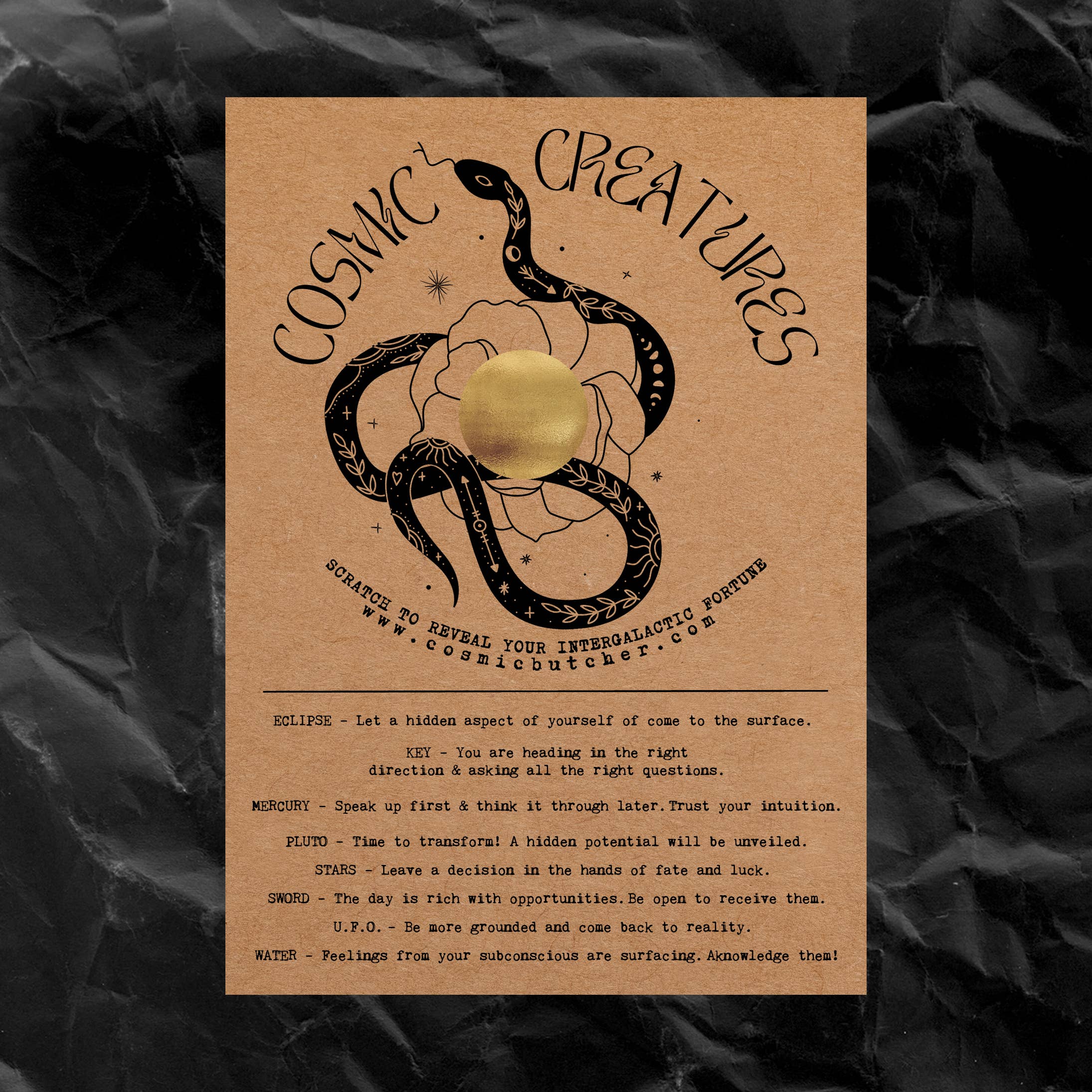 Scratch Off Fortune Card "Cosmic Creatures" (Snake)