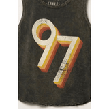 97 Crew Neck Racerback Cropped Graphic Tank Top