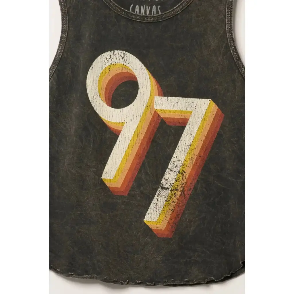 97 Crew Neck Racerback Cropped Graphic Tank Top