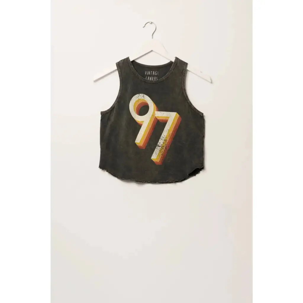 97 Crew Neck Racerback Cropped Graphic Tank Top - Small