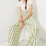 High Waist Floral Print Wide Leg Paperbag Pants