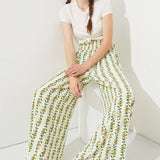 High Waist Floral Print Wide Leg Paperbag Pants