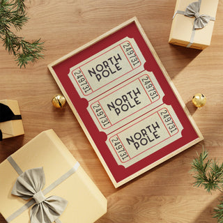 Christmas Wall Art Print | North Pole Ticket Red