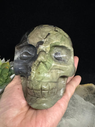 Rare Green & Red Uv Reactive Volcanic Agate Skull