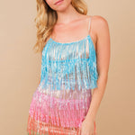Mini Disco Dress - Sequin Metallic Fringe