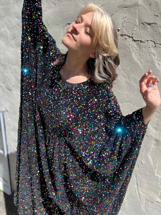 1970s Glam Sequin Caftan Dress