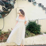 Striped Puff-Sleeve Maxi Dress
