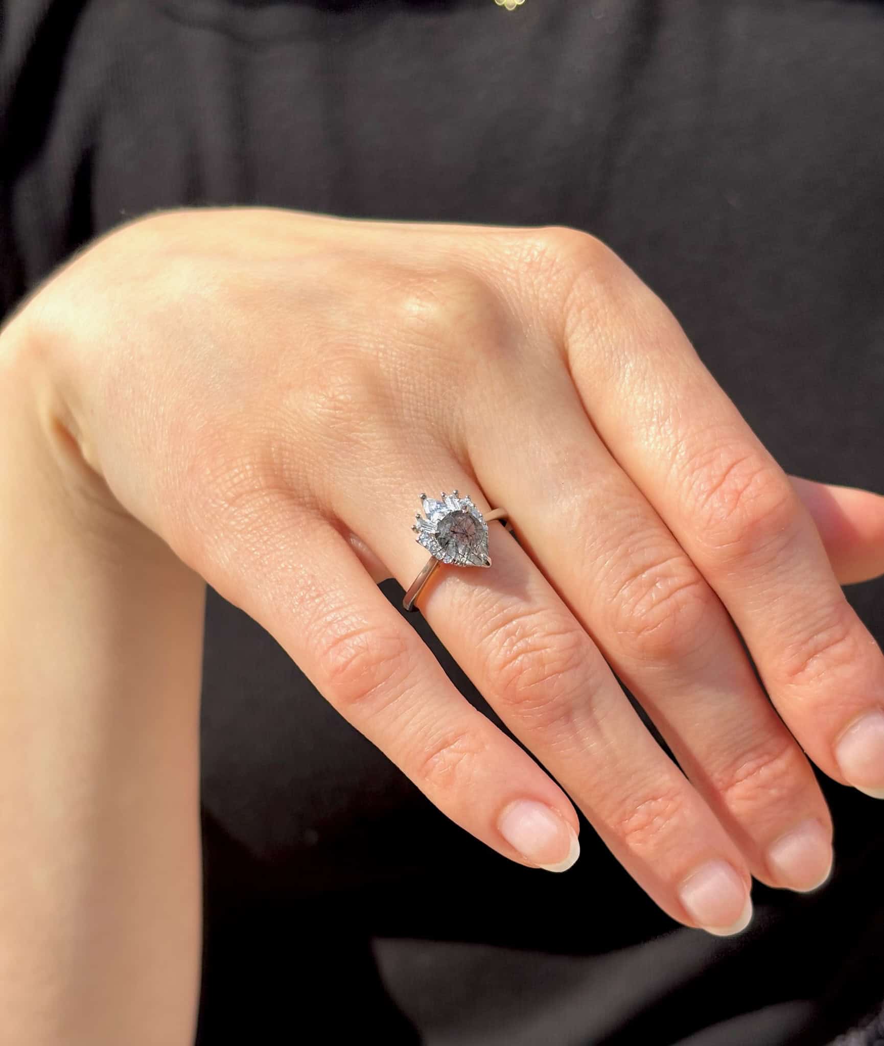 Black Rutilated Quartz Ring